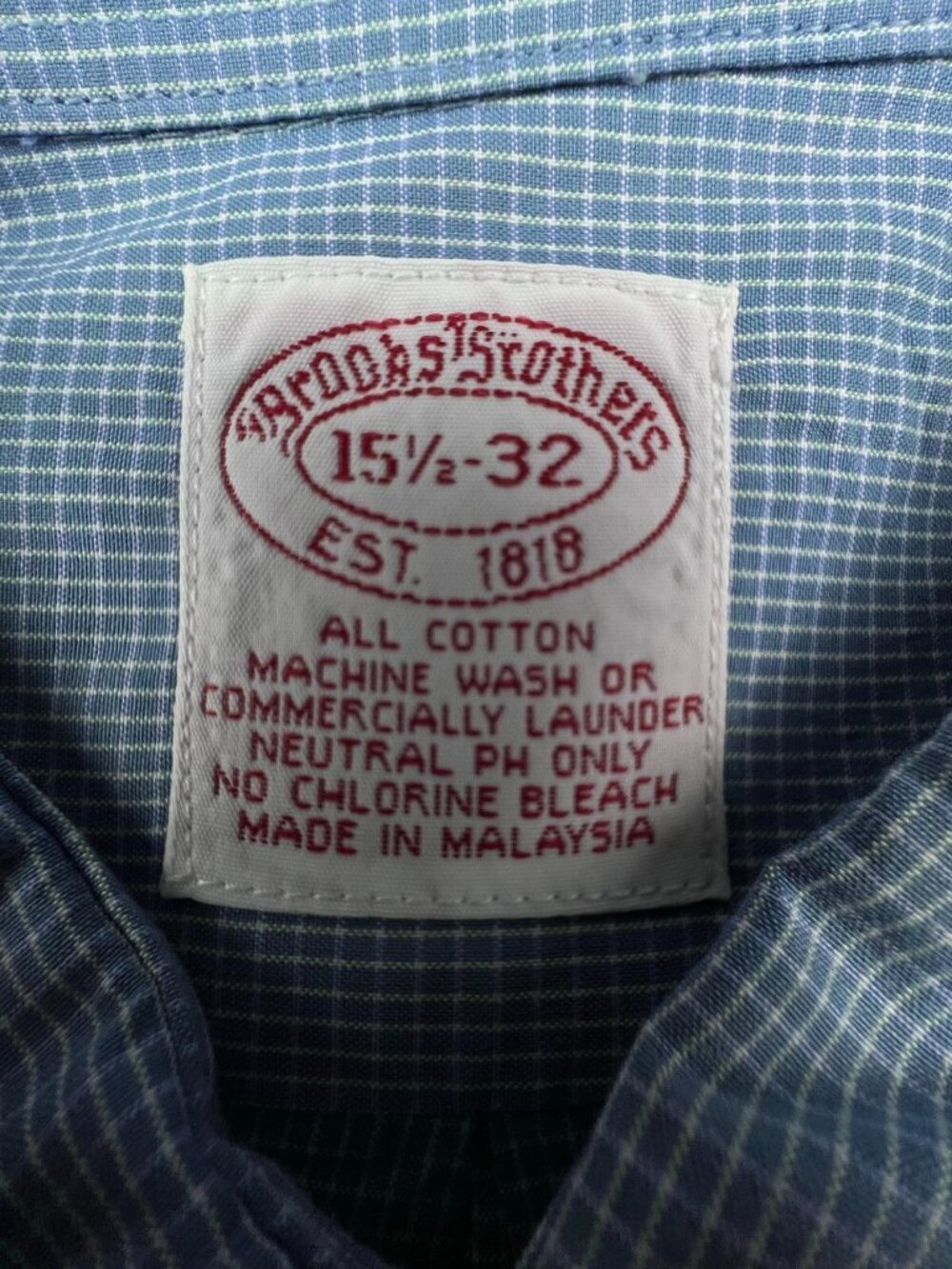 VTG Brooks Brothers Button Up Shirt Men Medium 15.5 / 32 Blue Check Neutral PH